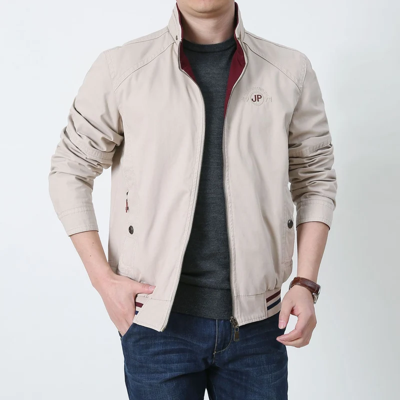 Herren Übergangs-Fieldjacke aus gewachstem Canvas mit Stehkragen und verdecktem Reißverschluss Drune