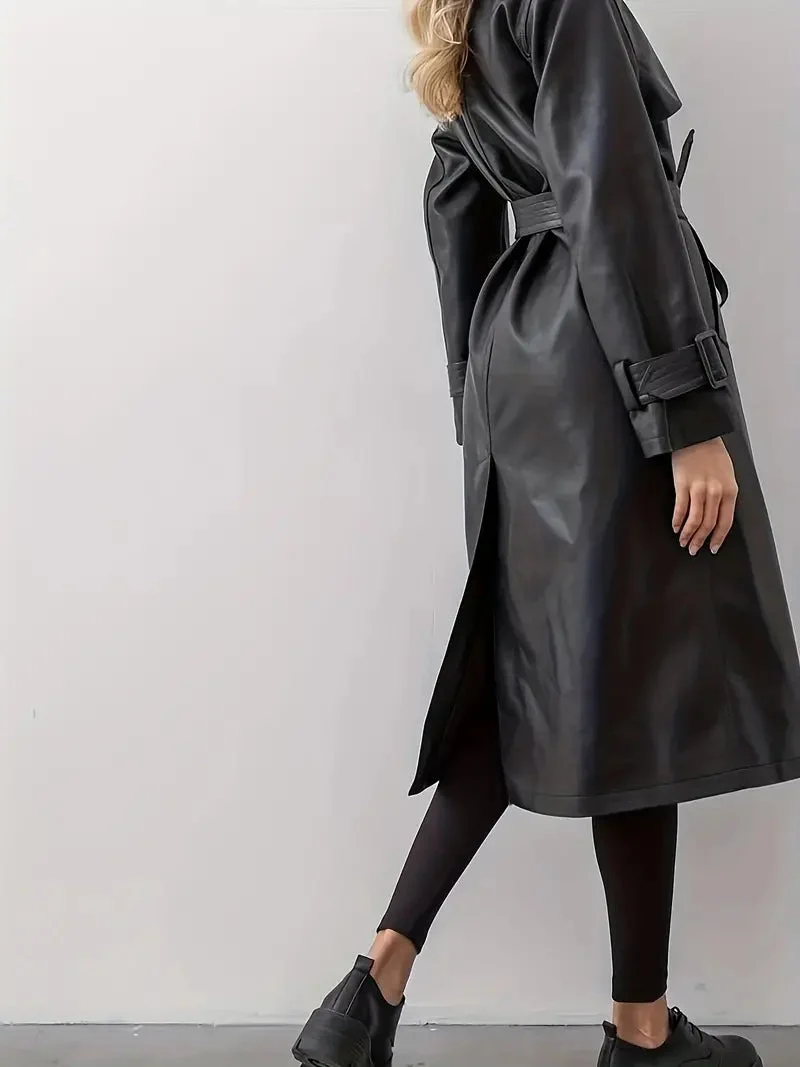 Sophia | Chic And Modern Faux Leather Trench Coat