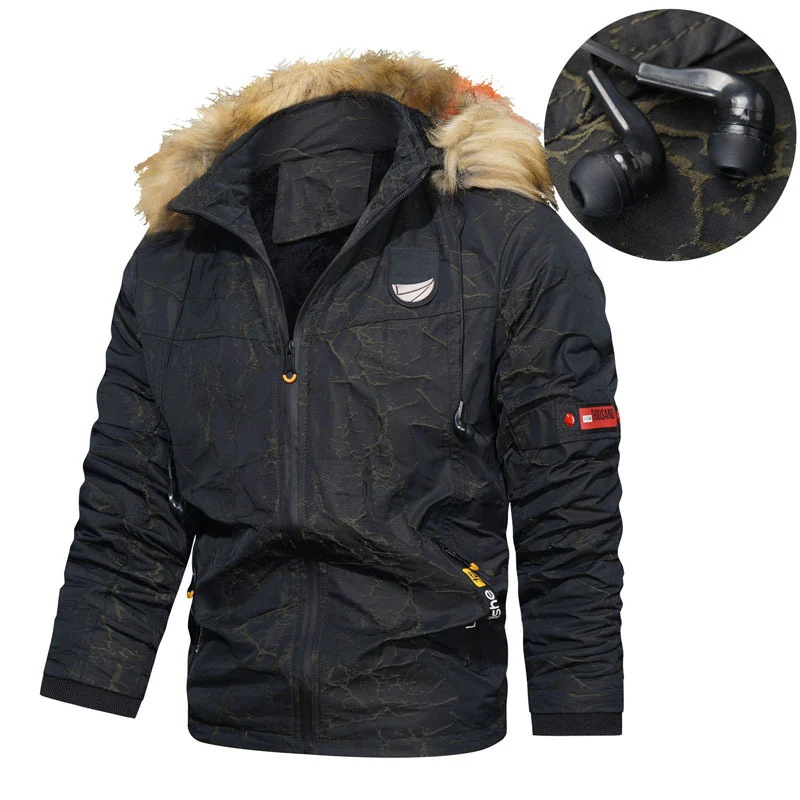 Herren Thermoisolierter Parka im Utility‑Stil mit Kunstfellkapuze und wattierter Innenlage Drune