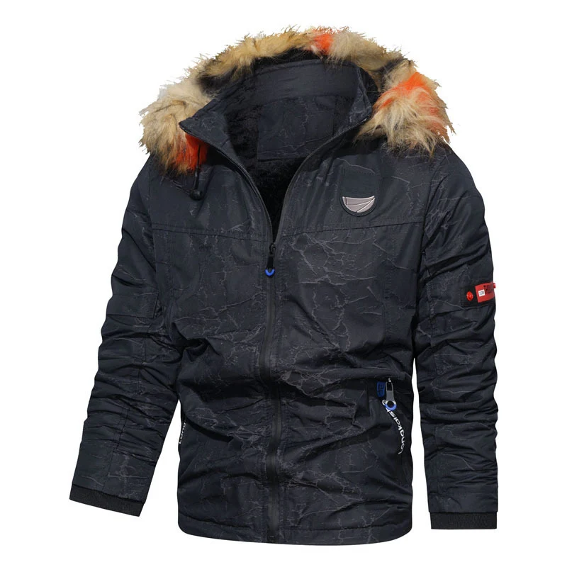Herren Thermoisolierter Parka im Utility‑Stil mit Kunstfellkapuze und wattierter Innenlage Drune