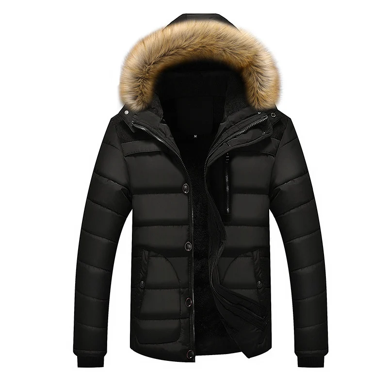 Herren Thermo-Steppparka mit Kapuze, Kunstfellbesatz und Fleece-Innenfutter Drune