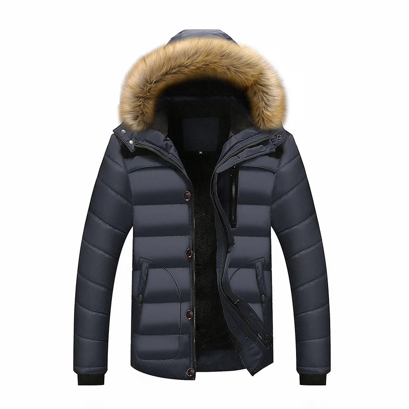 Herren Thermo-Steppparka mit Kapuze, Kunstfellbesatz und Fleece-Innenfutter Drune