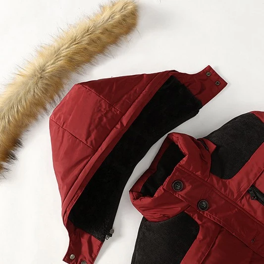 Herren Thermo-Steppparka mit Kapuze, Kunstfellbesatz und Fleece-Innenfutter Drune