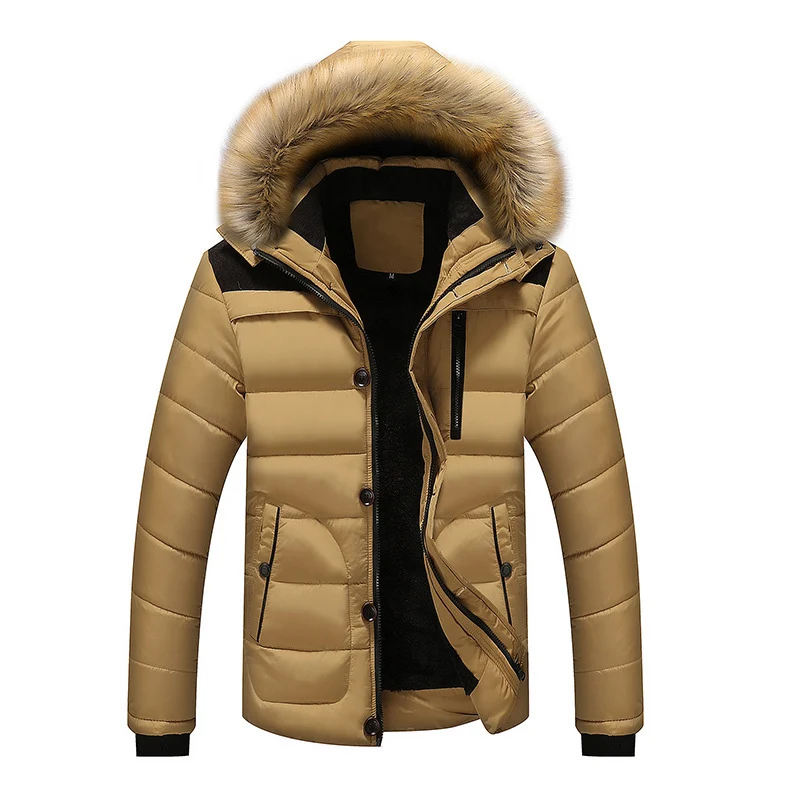 Herren Thermo-Steppparka mit Kapuze, Kunstfellbesatz und Fleece-Innenfutter Drune
