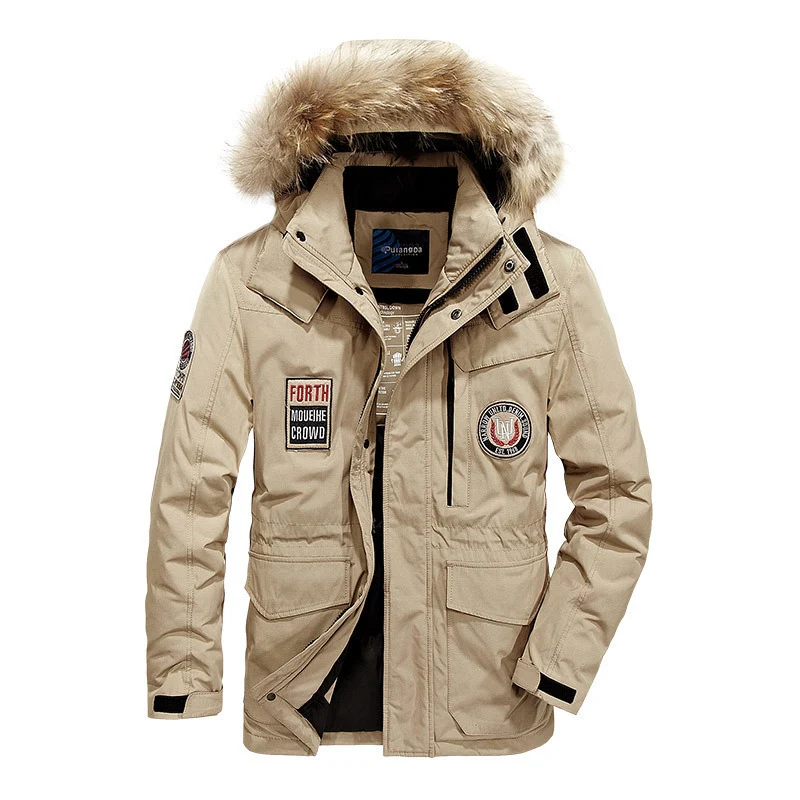 Herren Thermo-Parka mit Kapuze und Kunstfellbesatz, wasserabweisend und multifunktional Drune