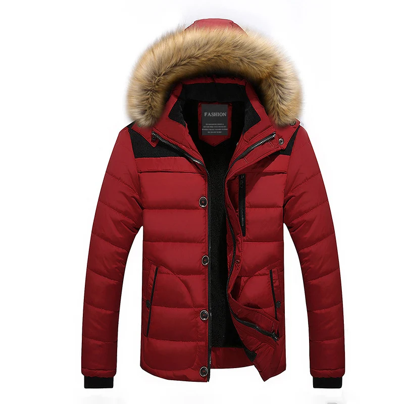 Herren Thermo-Parka im Urban-Outdoorstil mit abnehmbarer Kunstfellkapuze und Mikrofleece-Innenfutter Drune