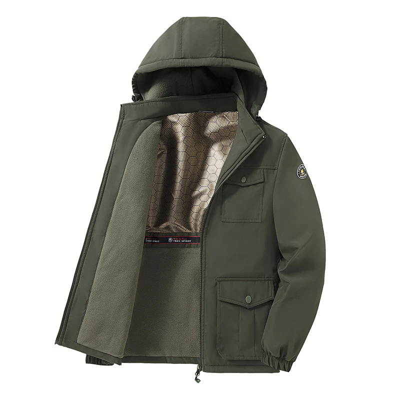 Herren Thermo-Fieldparka mit Fleece-Innenfutter, reflektierender Wärmeschicht und Kapuze Drune