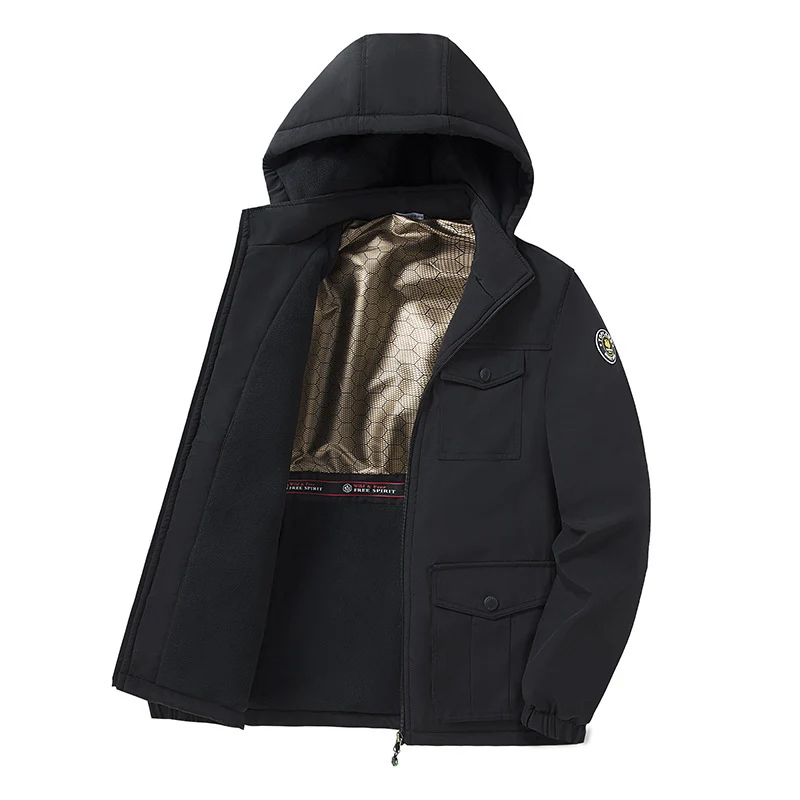 Herren Thermo-Fieldparka mit Fleece-Innenfutter, reflektierender Wärmeschicht und Kapuze Drune