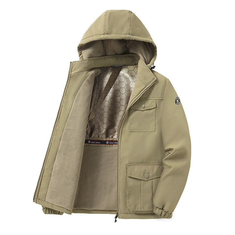 Herren Thermo-Fieldparka mit Fleece-Innenfutter, reflektierender Wärmeschicht und Kapuze Drune