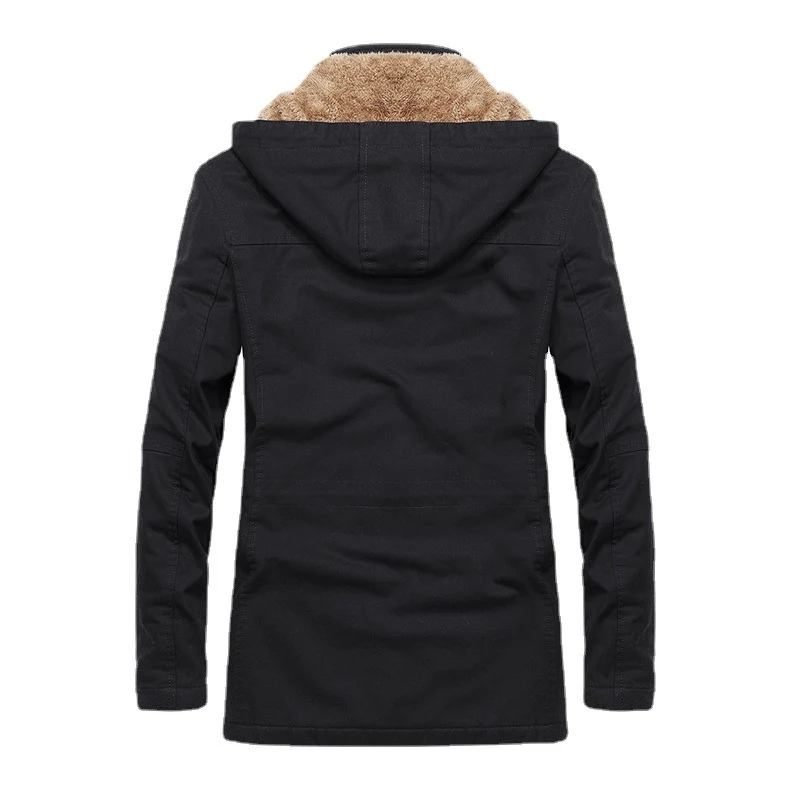 Herren Thermo-Fieldparka im Canvas‑Look mit wärmender Teddy-Innenfütterung und verstellbarer Kapuze Drune