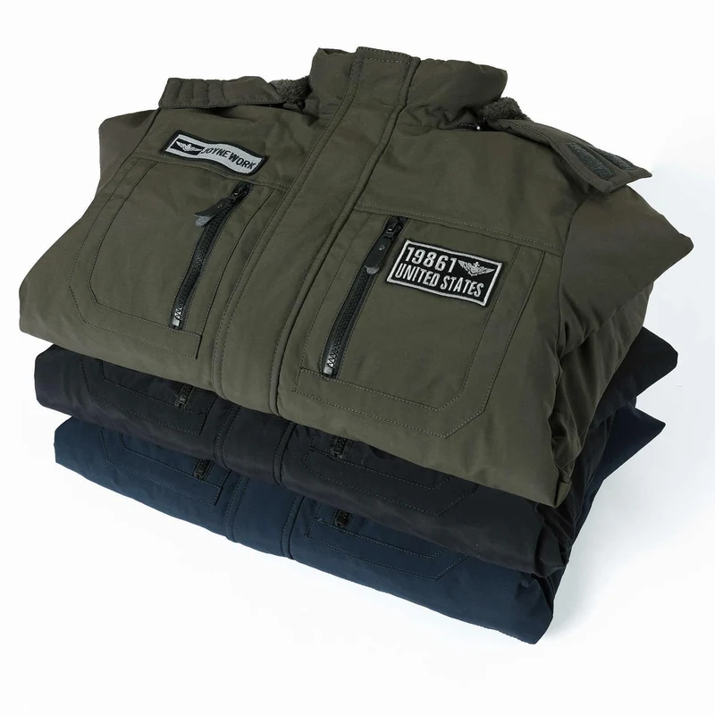 Herren Thermo-Fieldjacke mit Teddyfleece-Innenfutter, Utility-Taschen und winddichter Front Drune