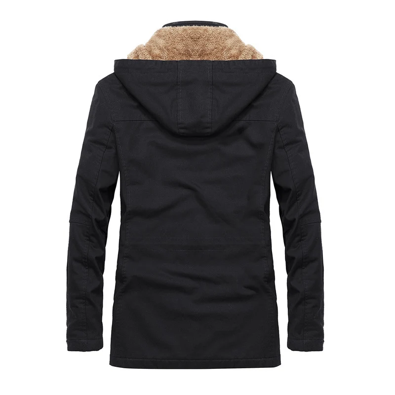 Herren Thermo-Canvas-Parka mit Teddyfleece-Innenfutter und Windschutzleiste Drune
