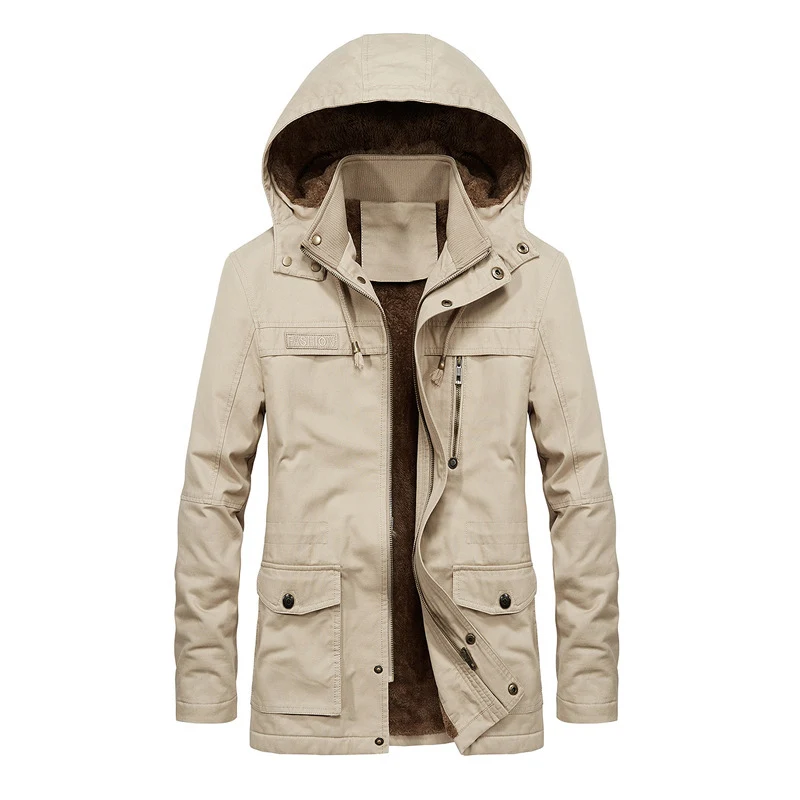 Herren Thermo-Canvas-Parka mit Teddyfleece-Innenfutter und Windschutzleiste Drune