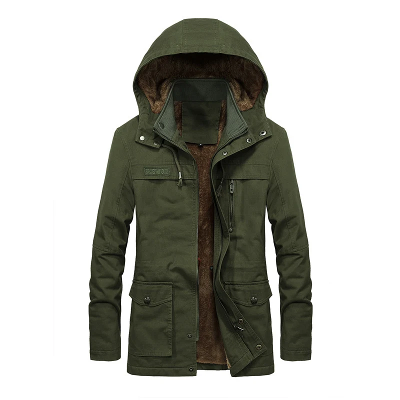 Herren Thermo-Canvas-Parka mit Teddyfleece-Innenfutter und Windschutzleiste Drune