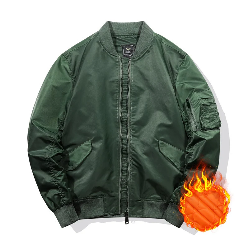 Herren Thermisch isolierte Nylon-Bomberjacke mit Ärmeltasche und Rippenbündchen Drune