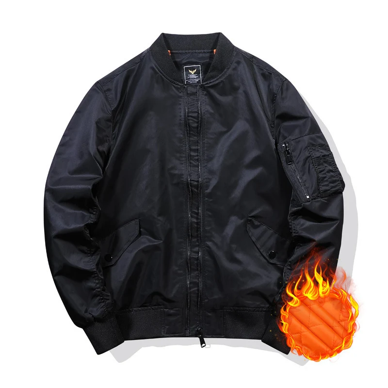 Herren Thermisch isolierte Nylon-Bomberjacke mit Ärmeltasche und Rippenbündchen Drune