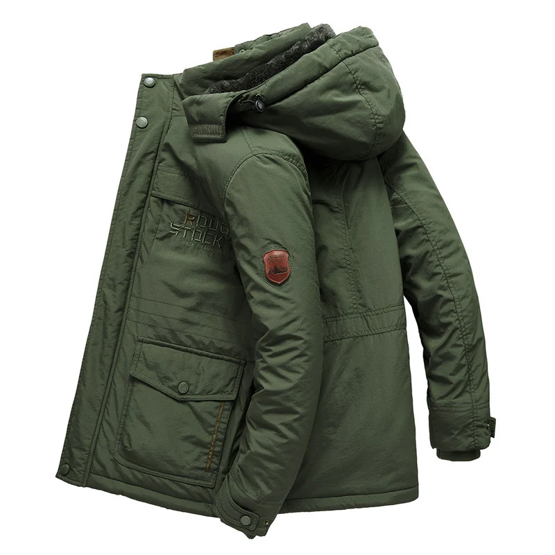 Herren Thermisch gefütterter Fieldparka mit Kunstfell-Innenfutter und Multifunktions-Taschen Drune