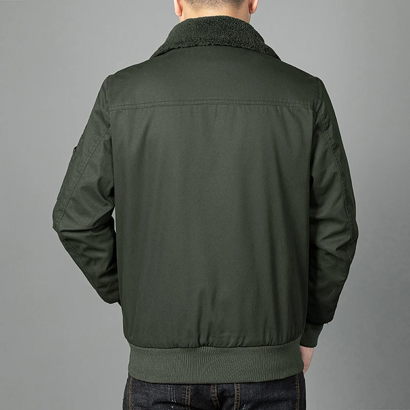 Herren Teddygefütterter Pilotenblouson im Worker‑Style mit Ärmeltasche und Pattentaschen Drune