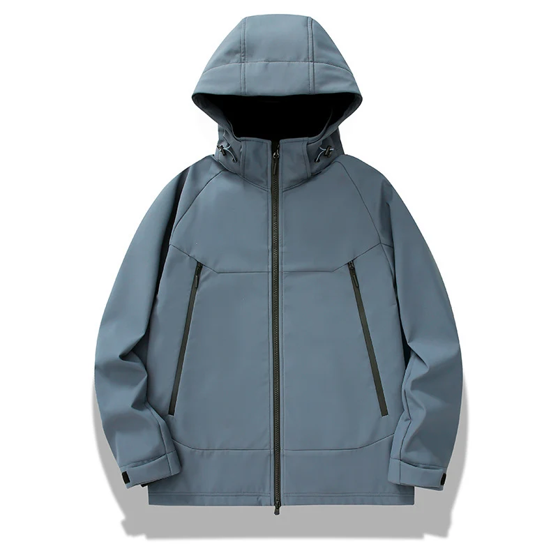 Herren technische Softshelljacke mit Kapuze, verschweißten Nähten und ergonomischem Raglanärmel Drune
