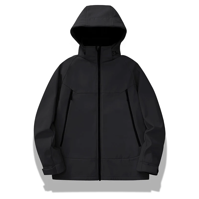 Herren technische Softshelljacke mit Kapuze, verschweißten Nähten und ergonomischem Raglanärmel Drune