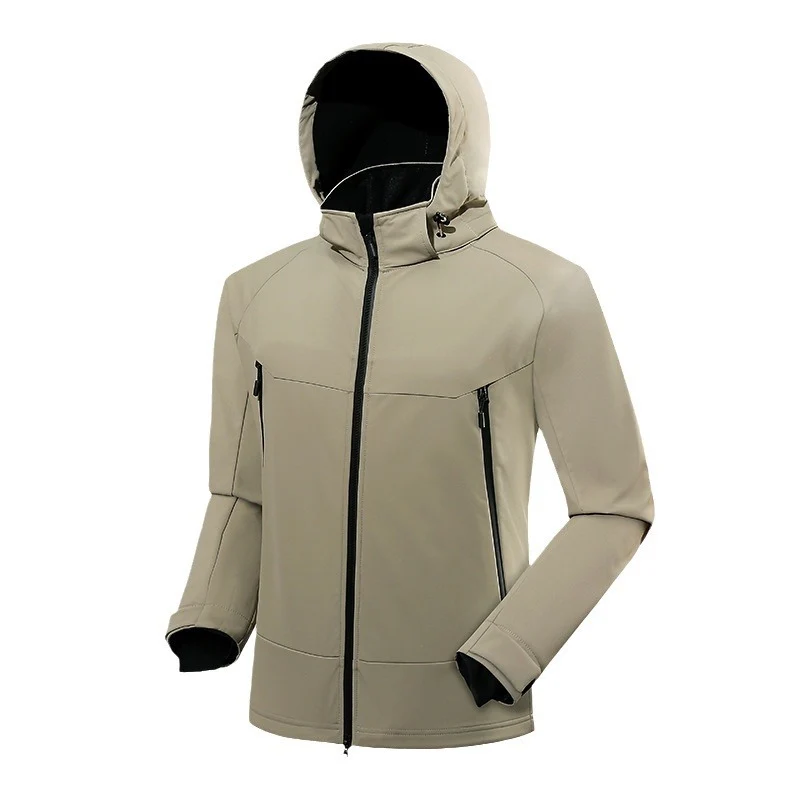 Herren technische Softshelljacke mit Kapuze, verschweißten Nähten und ergonomischem Raglanärmel Drune