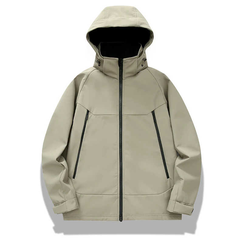 Herren technische Softshelljacke mit Kapuze, verschweißten Nähten und ergonomischem Raglanärmel Drune