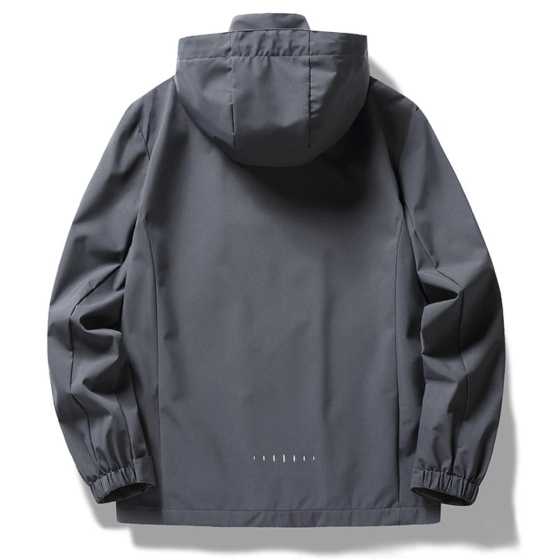 Herren technische Softshell Regenjacke mit Kapuze, wind- und wasserabweisender Membran und verdeckten Reißverschlüssen Drune