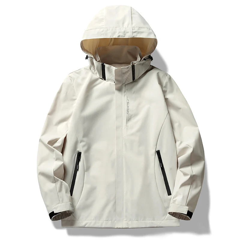 Herren technische Softshell Regenjacke mit Kapuze, wind- und wasserabweisender Membran und verdeckten Reißverschlüssen Drune