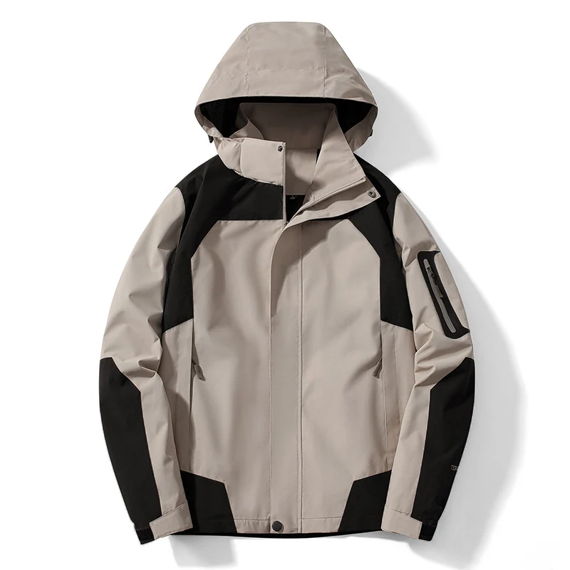 Herren technische Softshell‑Jacke mit abnehmbarer Kapuze, wasser- und winddichter Membran sowie Ärmel‑Utilitytasche Drune