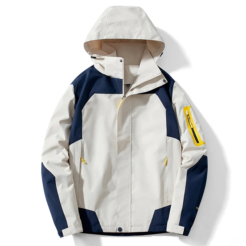 Herren technische Softshell‑Jacke mit abnehmbarer Kapuze, wasser- und winddichter Membran sowie Ärmel‑Utilitytasche Drune