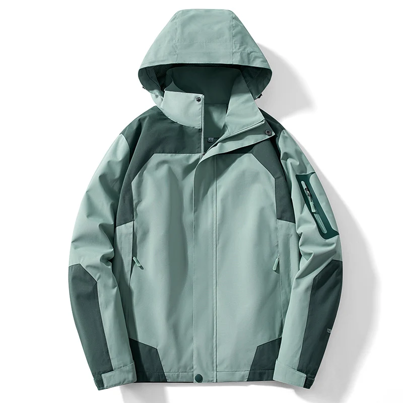 Herren technische Softshell‑Jacke mit abnehmbarer Kapuze, wasser- und winddichter Membran sowie Ärmel‑Utilitytasche Drune