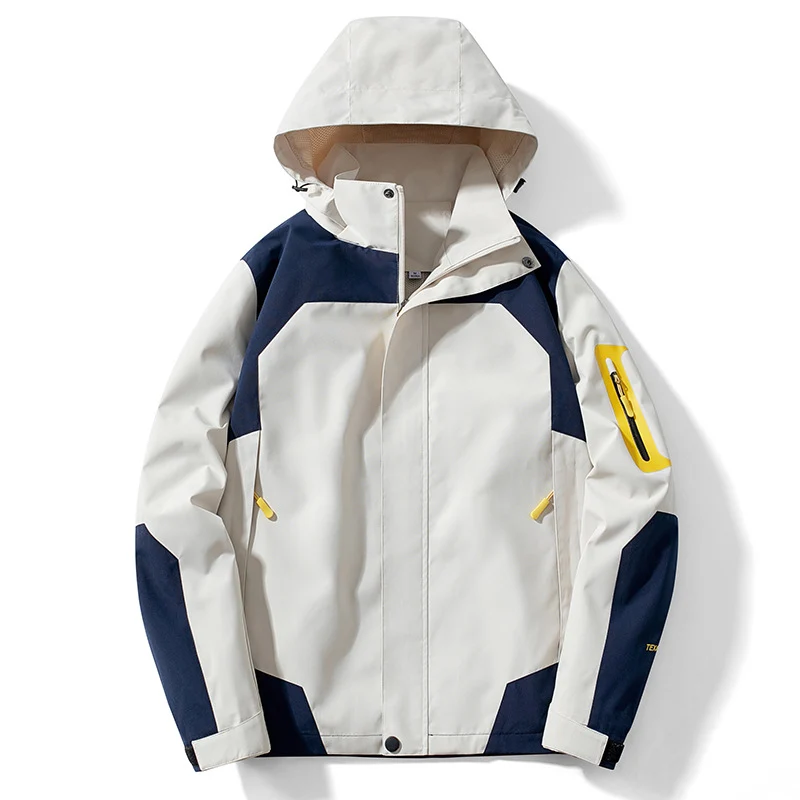 Herren technische Softshell‑Jacke mit abnehmbarer Kapuze, wasser- und winddichter Membran sowie Ärmel‑Utilitytasche Drune