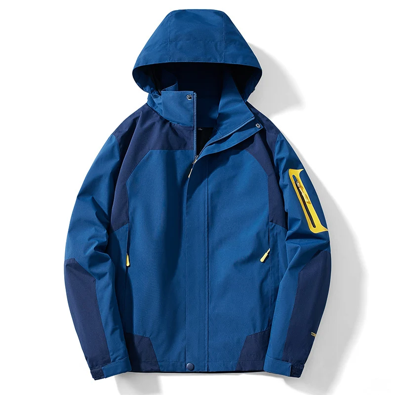 Herren technische Softshell‑Jacke mit abnehmbarer Kapuze, wasser- und winddichter Membran sowie Ärmel‑Utilitytasche Drune