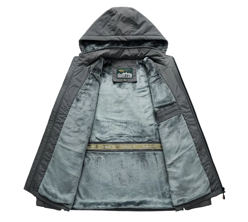 Herren technische Outdoor-Jacke mit wärmendem Teddyfleece-Innenfutter und verstellbarer Kapuze Drune