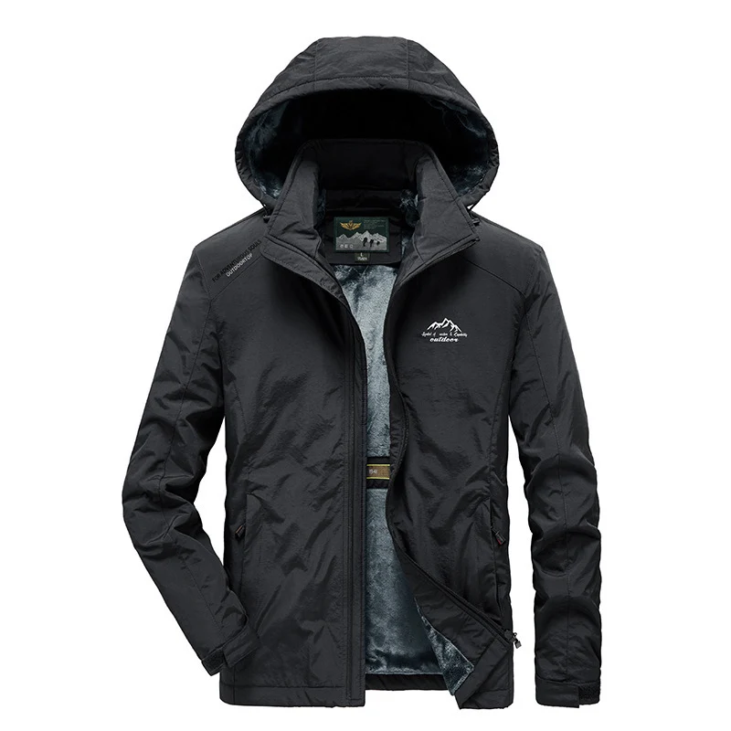 Herren technische Outdoor-Jacke mit wärmendem Teddyfleece-Innenfutter und verstellbarer Kapuze Drune