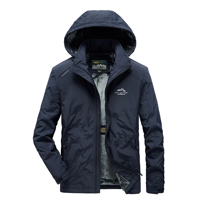 Herren technische Outdoor-Jacke mit wärmendem Teddyfleece-Innenfutter und verstellbarer Kapuze Drune