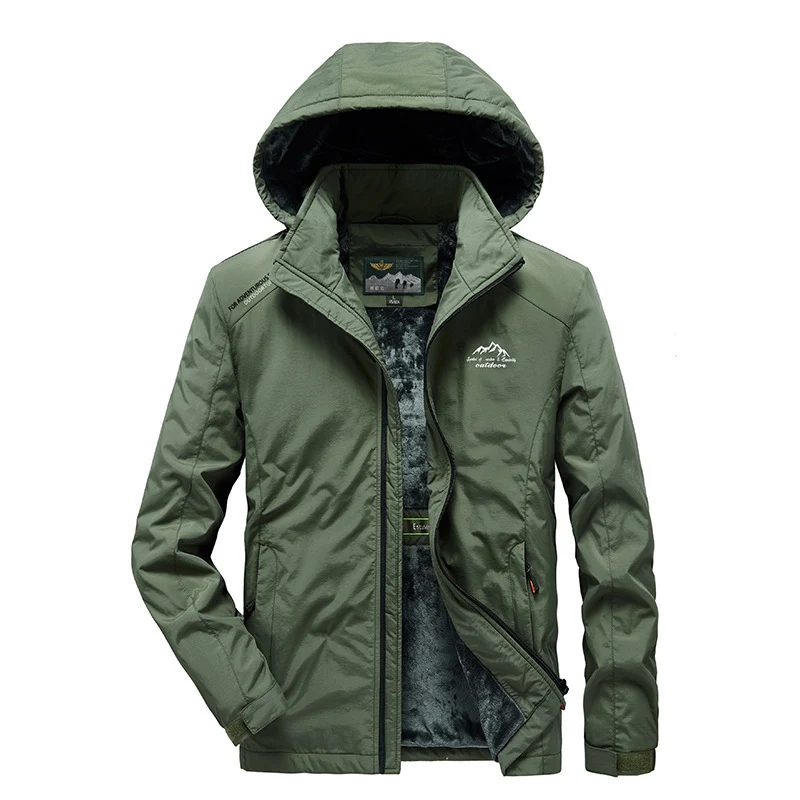 Herren technische Outdoor-Jacke mit wärmendem Teddyfleece-Innenfutter und verstellbarer Kapuze Drune