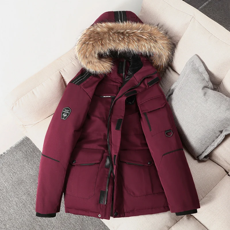 Herren technisch isolierter Winterparka mit abnehmbarer Kunstfellkapuze und multifunktionalen Taschen Drune