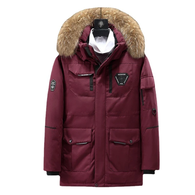 Herren technisch isolierter Winterparka mit abnehmbarer Kunstfellkapuze und multifunktionalen Taschen Drune