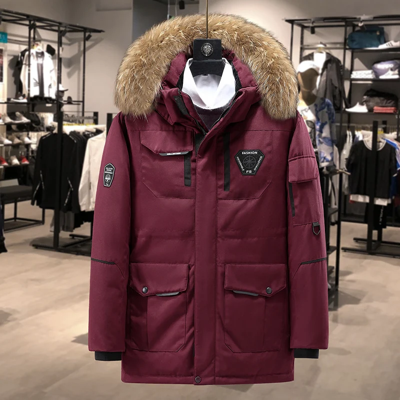 Herren technisch isolierter Winterparka mit abnehmbarer Kunstfellkapuze und multifunktionalen Taschen Drune