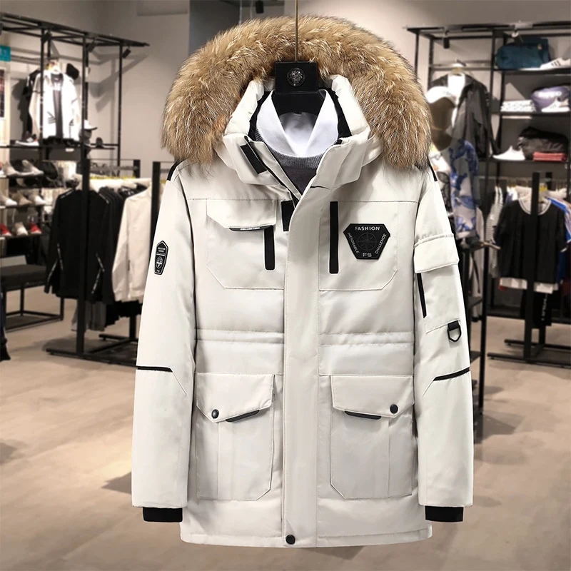 Herren technisch isolierter Winterparka mit abnehmbarer Kunstfellkapuze und multifunktionalen Taschen Drune