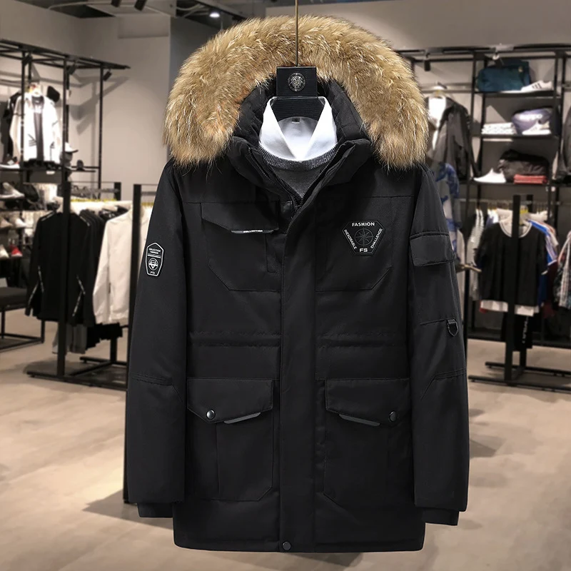 Herren technisch isolierter Winterparka mit abnehmbarer Kunstfellkapuze und multifunktionalen Taschen Drune