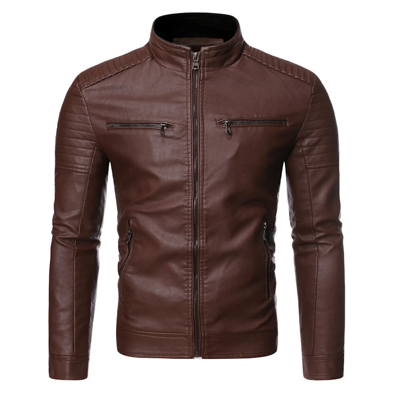 Herren taillierter Moto-Blouson aus weicher Lederoptik mit ergonomischer Schultersteppung und verdeckten Reißverschlüssen Drune