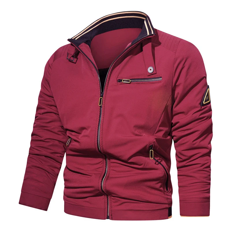 Herren Sportlich-urbaner Collegeblouson mit Stehkragen Reißverschlussfront und UtilityDetails Drune