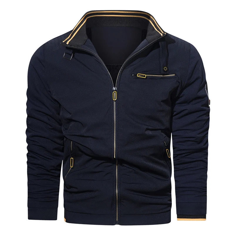 Herren Sportlich-urbaner Collegeblouson mit Stehkragen Reißverschlussfront und UtilityDetails Drune