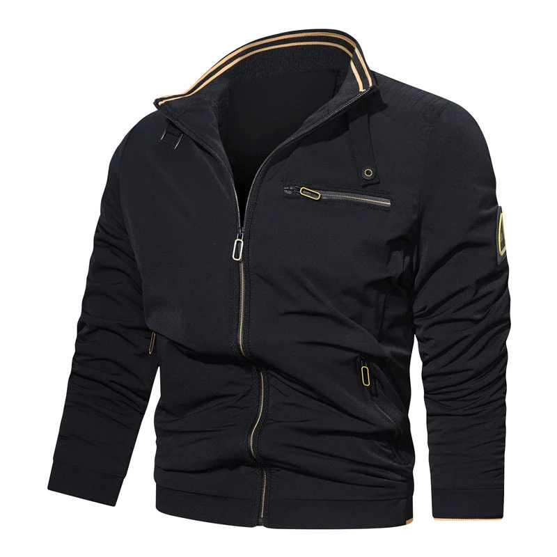 Herren Sportlich-urbaner Collegeblouson mit Stehkragen Reißverschlussfront und UtilityDetails Drune