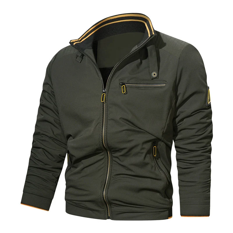 Herren Sportlich-urbaner Collegeblouson mit Stehkragen Reißverschlussfront und UtilityDetails Drune