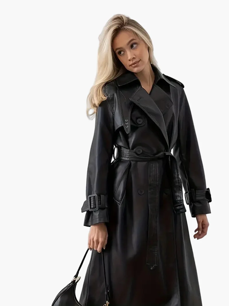 Scarlett | Chic And Luxurious Faux Leather Trench Coat