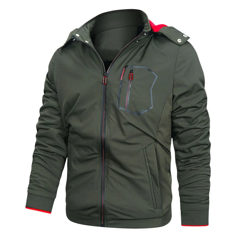 Herren Softshell-Utilityjacke mit abnehmbarer Kapuze, winddichter Membran und Reißverschluss-Brusttasche Drune