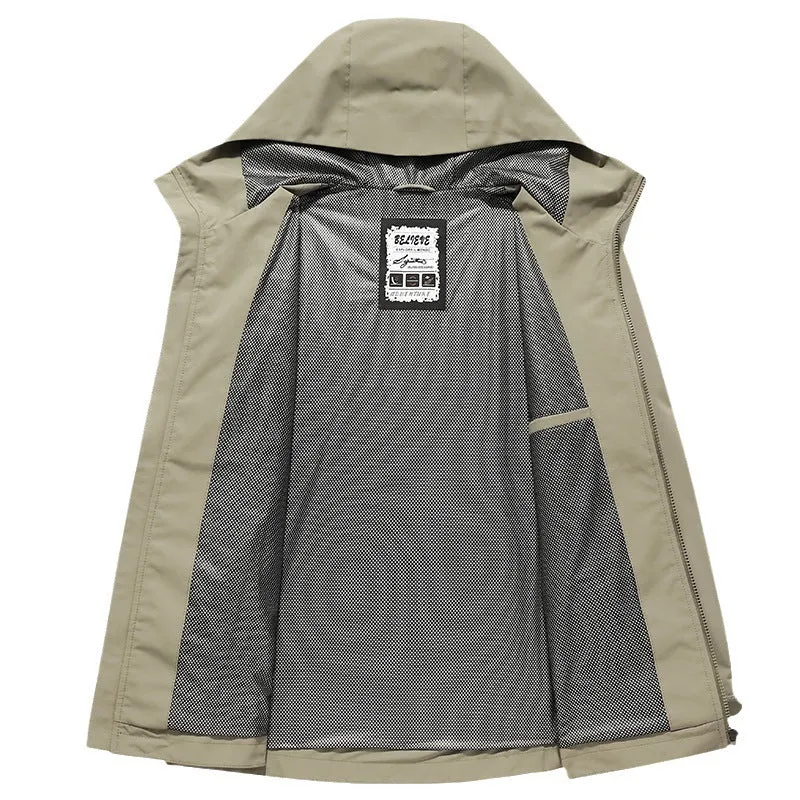 Herren Softshell Regen- und Übergangsjacke mit Kapuze, winddichter Membran und atmungsaktivem Meshfutter Drune